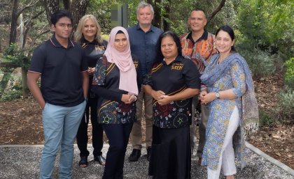 Seven members of the Sleep for Strong Souls project team pose for photo. Image, UQ